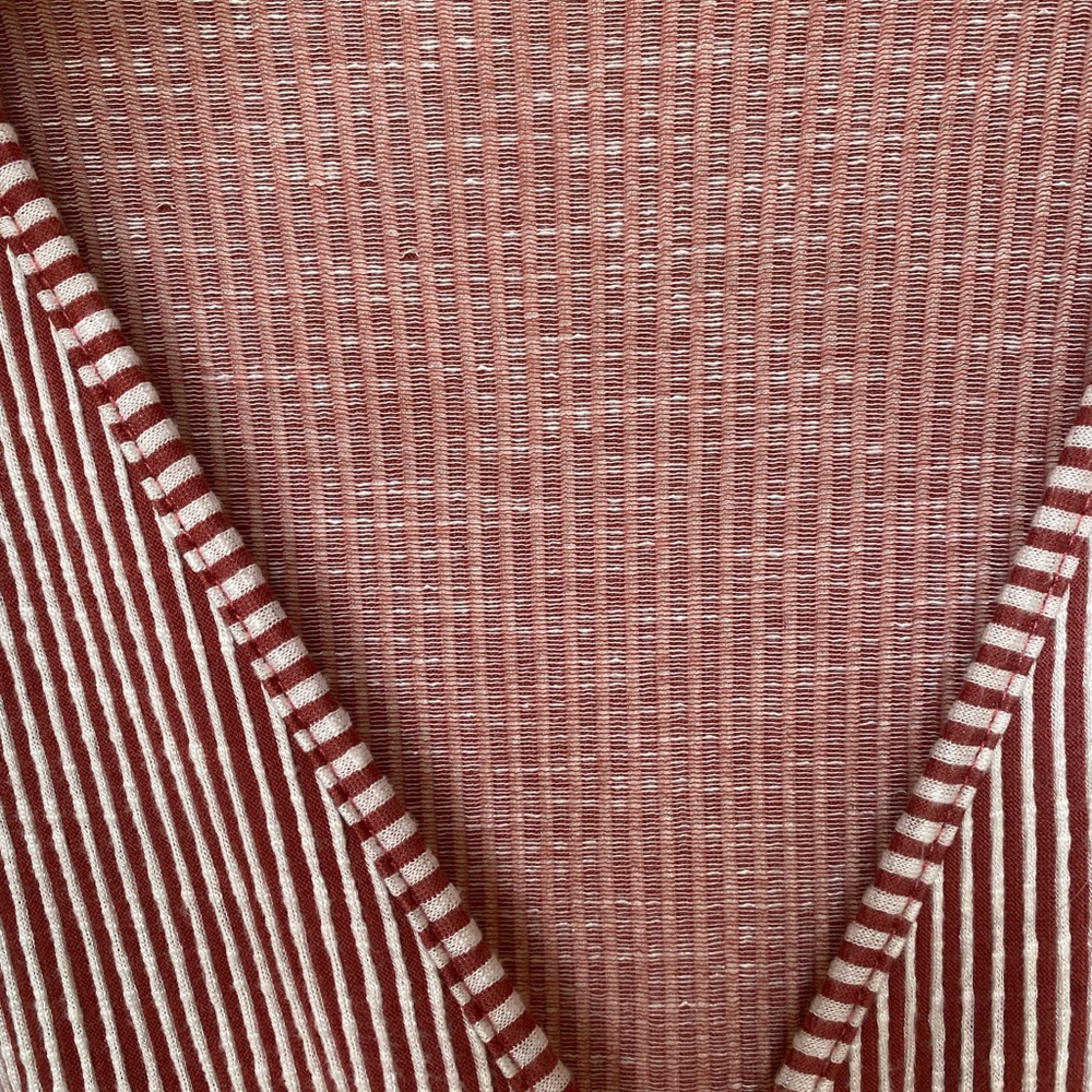 Red & White Striped Ribbed Flutter Sleeve Top - Picture 3 of 5